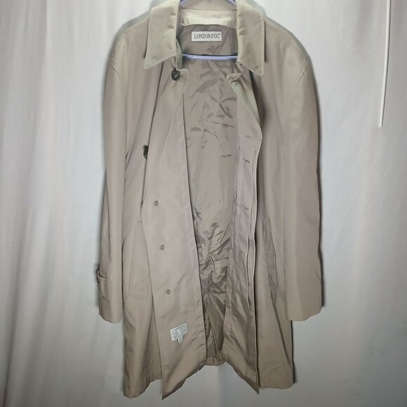 London Fog Men's Trench Coat Size XL Tan Full-Length Button Front Classic Style - Picture 8 of 14